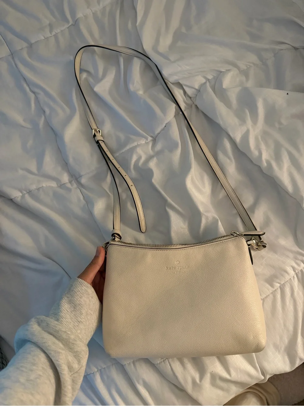 kate spade Pebbled Leather Cream Crossbody Bag